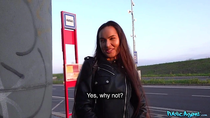 Трахнул за деньги симпатичную брюнетку около автобусной остановки.