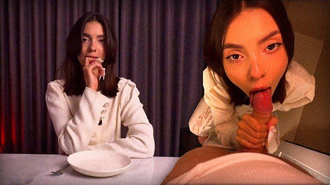 Забыла кошелёк дома она - теперь за ужин отдать киской должна